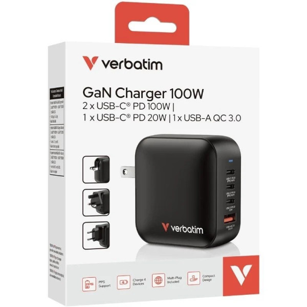 Cargador de Pared Universal Verbatim Mini GaN Wall Charger negro M 4