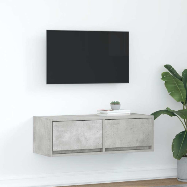 Mueble de TV de madera de ingeniería gris hormigón 80x31x25.5cm D