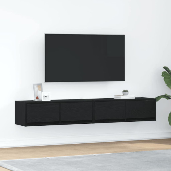 Muebles de TV 2 uds Roble Negro 80x31x25.5 cm Madera ingeniería D