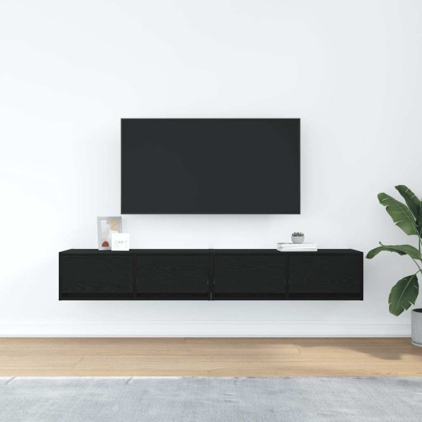 Muebles de TV 2 uds Roble Negro 80x31x25.5 cm Madera ingeniería M 3