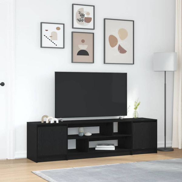 Mueble de TV de madera de roble negro 188.5x41x50 cm D