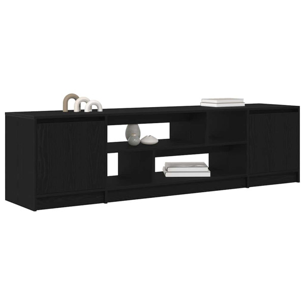 Mueble de TV de madera de roble negro 188.5x41x50 cm M 4