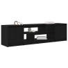 Mueble de TV de madera de roble negro 188.5x41x50 cm 4