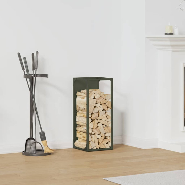 Leñero verde oliva 25x25x60 cm Acero laminado en frío D