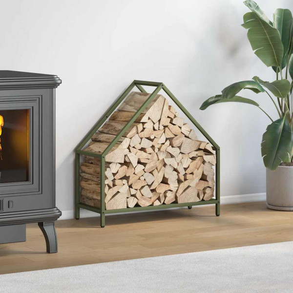 Leñero verde oliva 60x25x60 cm Acero laminado en frío D