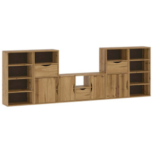 Muebles de TV 5 uds. con almacenaje ODDA madera maciza pino H