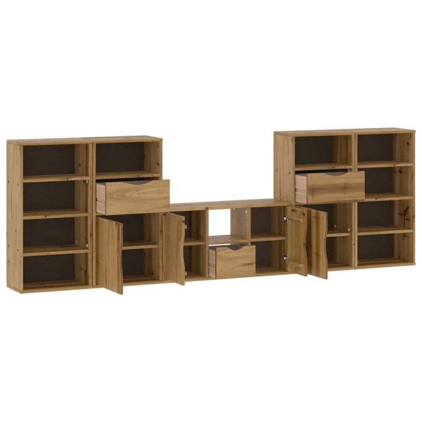 Muebles de TV 5 uds. con almacenaje ODDA madera maciza pino M 5
