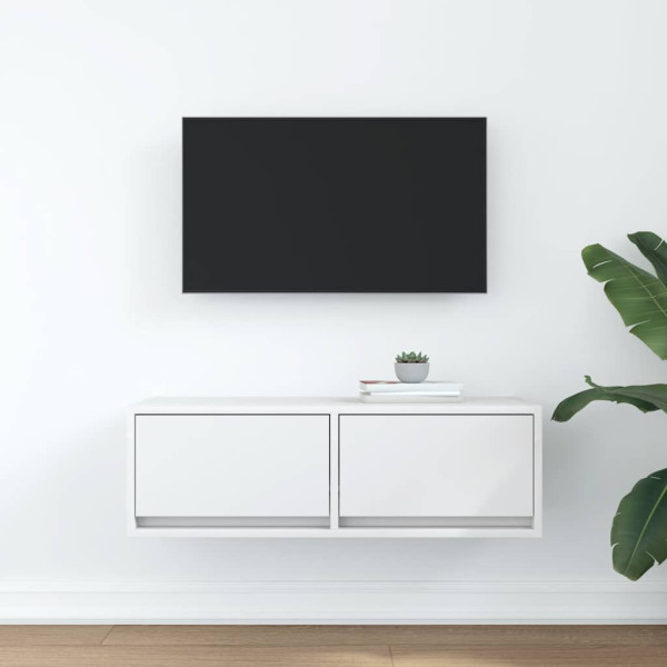 Mueble de TV de madera de ingeniería blanco 80x31x25.5 cm M 3