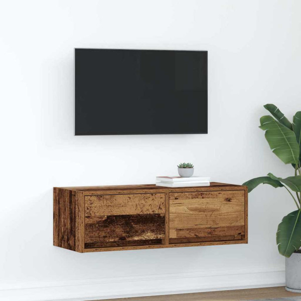 Mueble para TV madera contrachapada envejecida 80x31x25.5 cm D