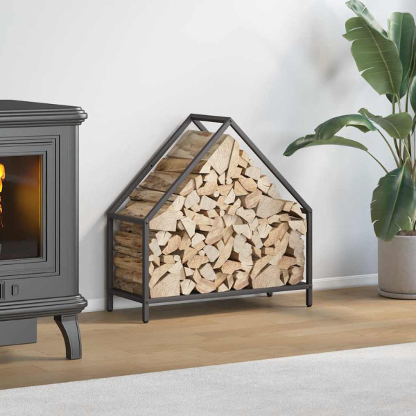 Leñero negro 60x25x60 cm Acero laminado en frío D