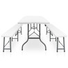 Mesa de jardim dobrável com 2 bancos 180 cm aço e PEAD branco 3