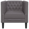 Sofá chesterfield couro artificial cinzento 4