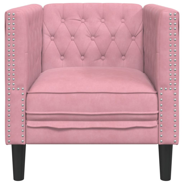 Sillón Chesterfield de terciopelo rosa M 4