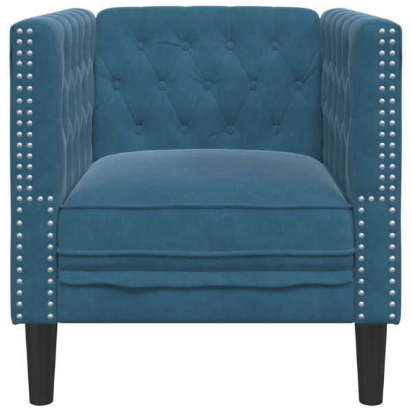 Sillón Chesterfield de terciopelo azul M 4