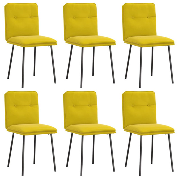 Cadeiras de jantar 6 pcs veludo amarelo M 2