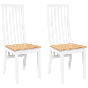Sillas de comedor 2 unidades madera maciza de caucho blanco H