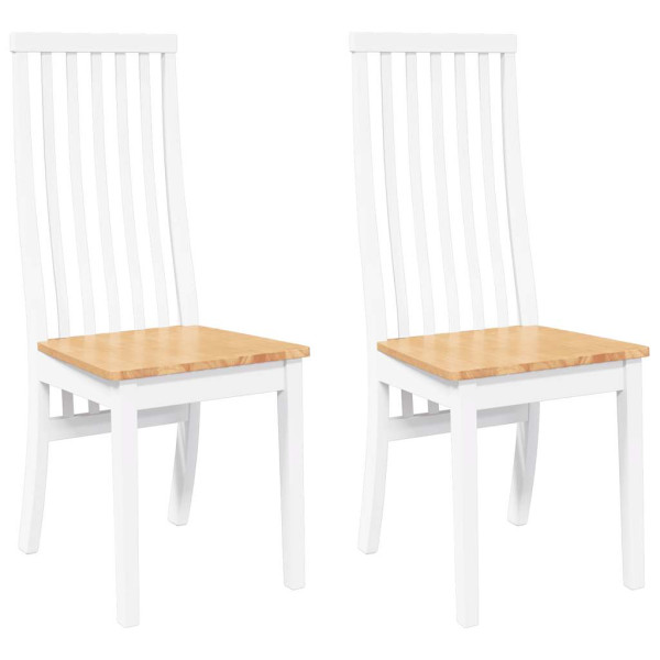 Cadeiras de jantar 2 pcs madeira de seringueira maciça branco M 2