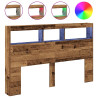 Cabecero de cama con LED madera vieja 160x17x102 cm 2