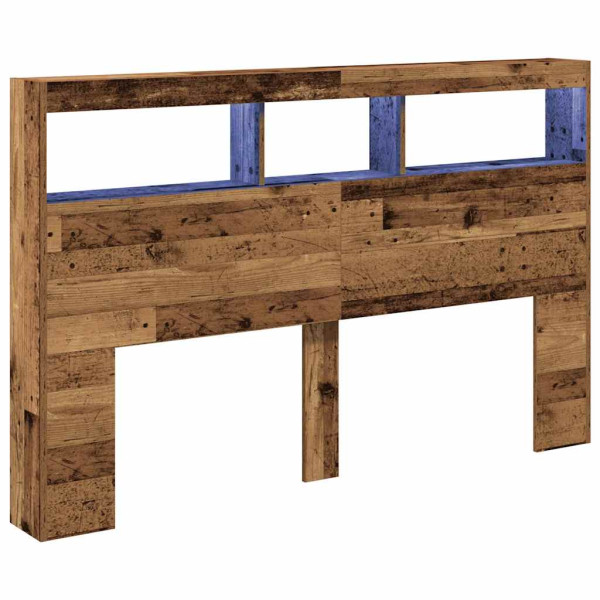 Cabecero de cama con LED madera vieja 160x17x102 cm M 3