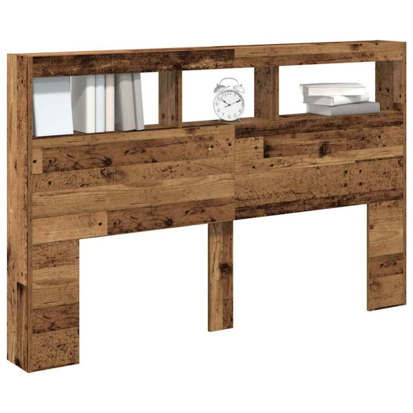 Cabecero de cama con LED madera vieja 160x17x102 cm M 5
