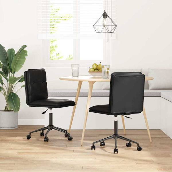 Sillas de comedor 2 unidades cuero sintético negro D