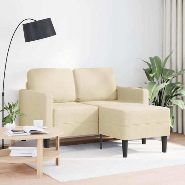 Sofá de 2 plazas con chaise longue en forma L tela crema 125 cm D