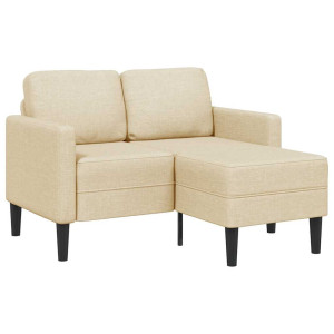 Sofá 2 lugares com chaise longue em L tecido creme 125 cm H