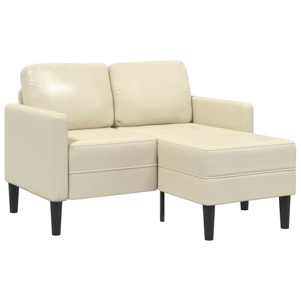 Sofá de 2 plazas con chaise longue en forma de L crema 125 cm M 2