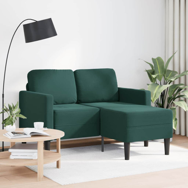 Sofá de 2 plazas con chaise longue forma L verde oscuro 125 cm D