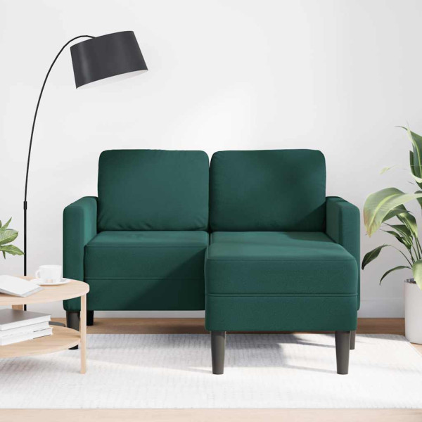 Sofá de 2 lugares com chaise longue em L verde escuro 125 cm M 3