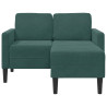 Sofá de 2 lugares com chaise longue em L verde escuro 125 cm 4