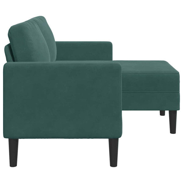 Sofá de 2 lugares com chaise longue em L verde escuro 125 cm M 5
