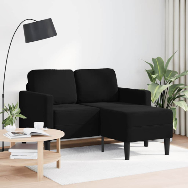 Sofá de 2 plazas con chaise longue en forma de L negro 125 cm D