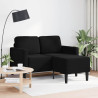 Sofá 2 lugares com Chaise em L 125 cm veludo preto 1