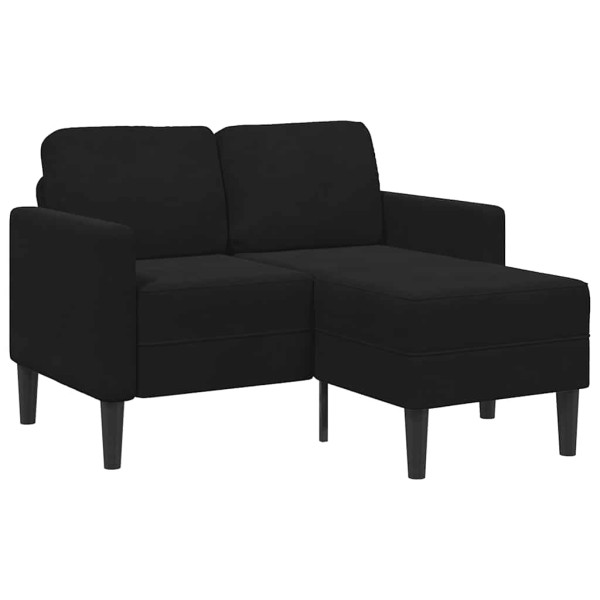 Sofá 2 lugares com Chaise em L 125 cm veludo preto M 2