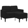 Sofá 2 lugares com Chaise em L 125 cm veludo preto 2