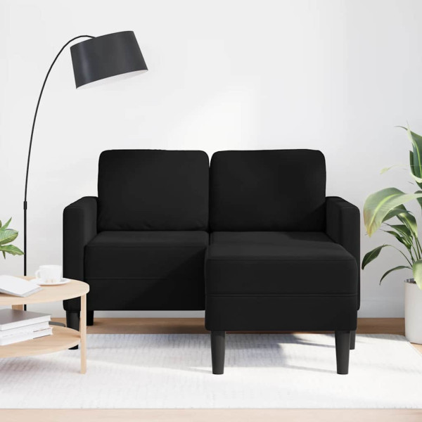 Sofá de 2 plazas con chaise longue en forma de L negro 125 cm M 3