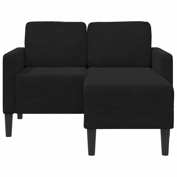 Sofá 2 lugares com Chaise em L 125 cm veludo preto M 4