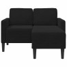 Sofá 2 lugares com Chaise em L 125 cm veludo preto 4