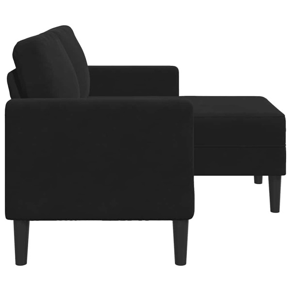 Sofá de 2 plazas con chaise longue en forma de L negro 125 cm M 5