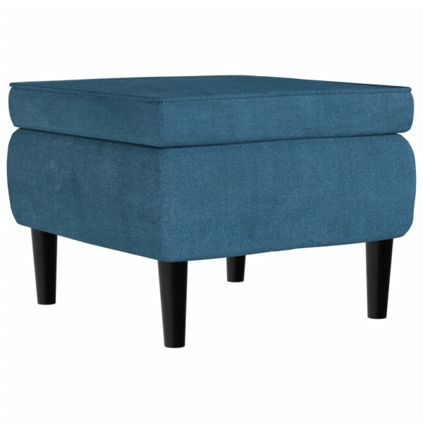 Taburete con patas de madera terciopelo azul M 2