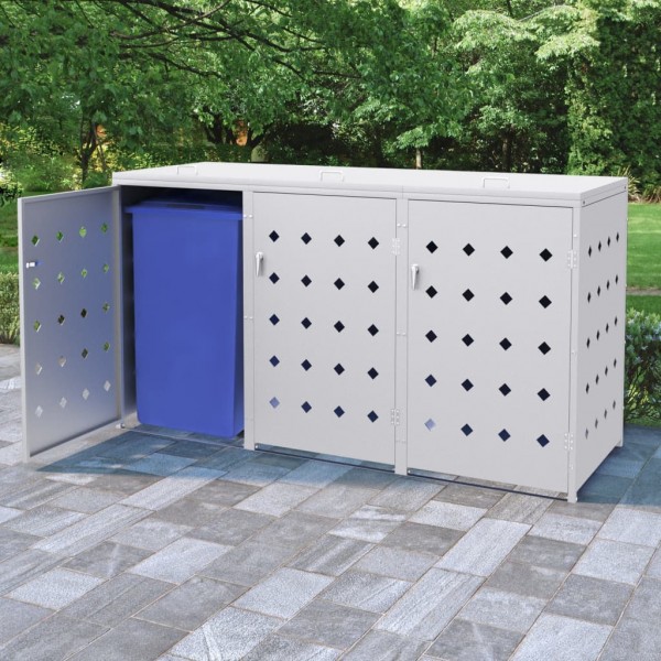 Cobertizo contenedor de basura triple acero inoxidable 240L M 5