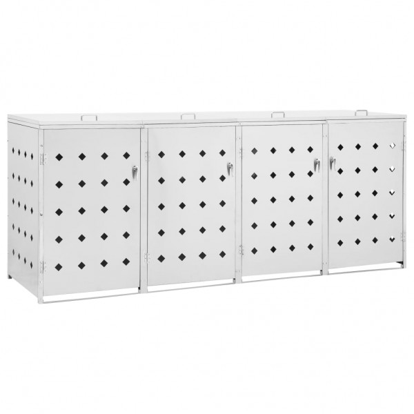Cobertizo contenedor de basura cuádruple acero inoxidable 240L M 2