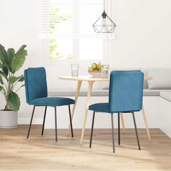 Sillas de comedor 2 unidades terciopelo azul M 2