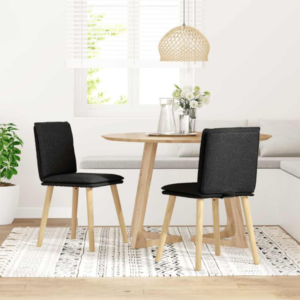 Cadeiras de jantar 2 pcs tecido preto M 2