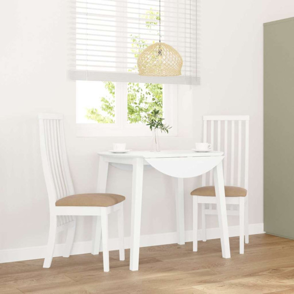 Sillas de comedor con cojines 2uds madera maciza blanco caucho D