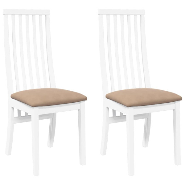 Sillas de comedor con cojines 2uds madera maciza blanco caucho M 2