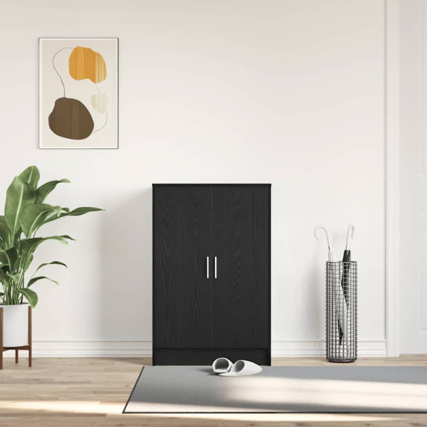 Zapatero de madera de roble negro 60x35x92 cm M 3