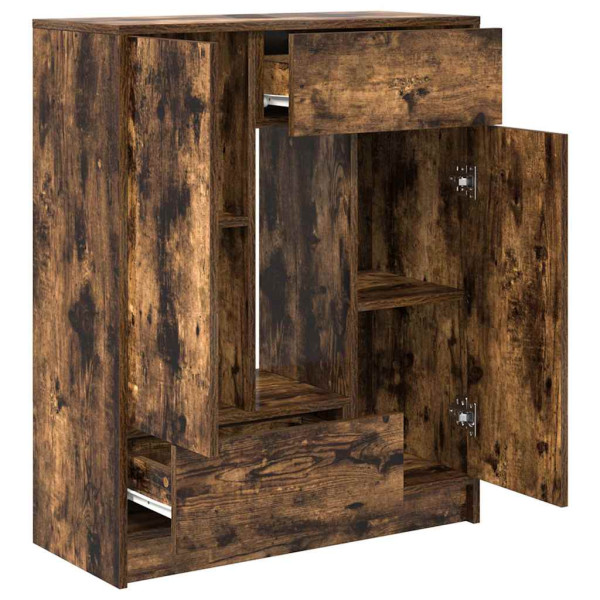 Aparador con cajones y puertas roble ahumado 73x31x90 cm M 5