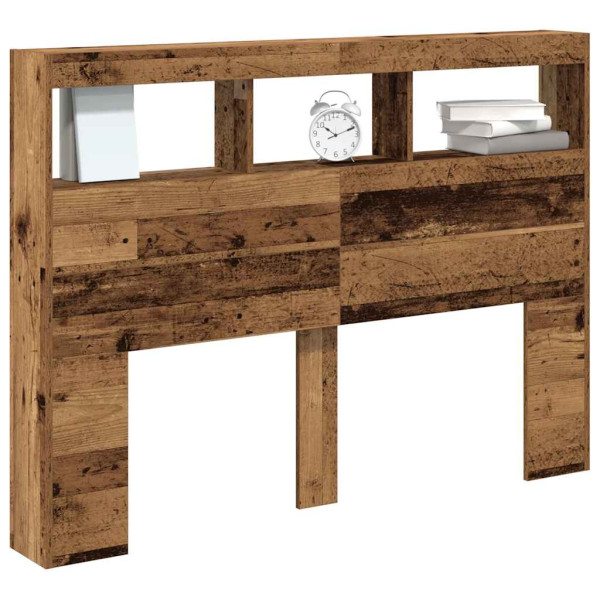 Cabecero de cama con LED madera vieja 140x17x102 cm M 5